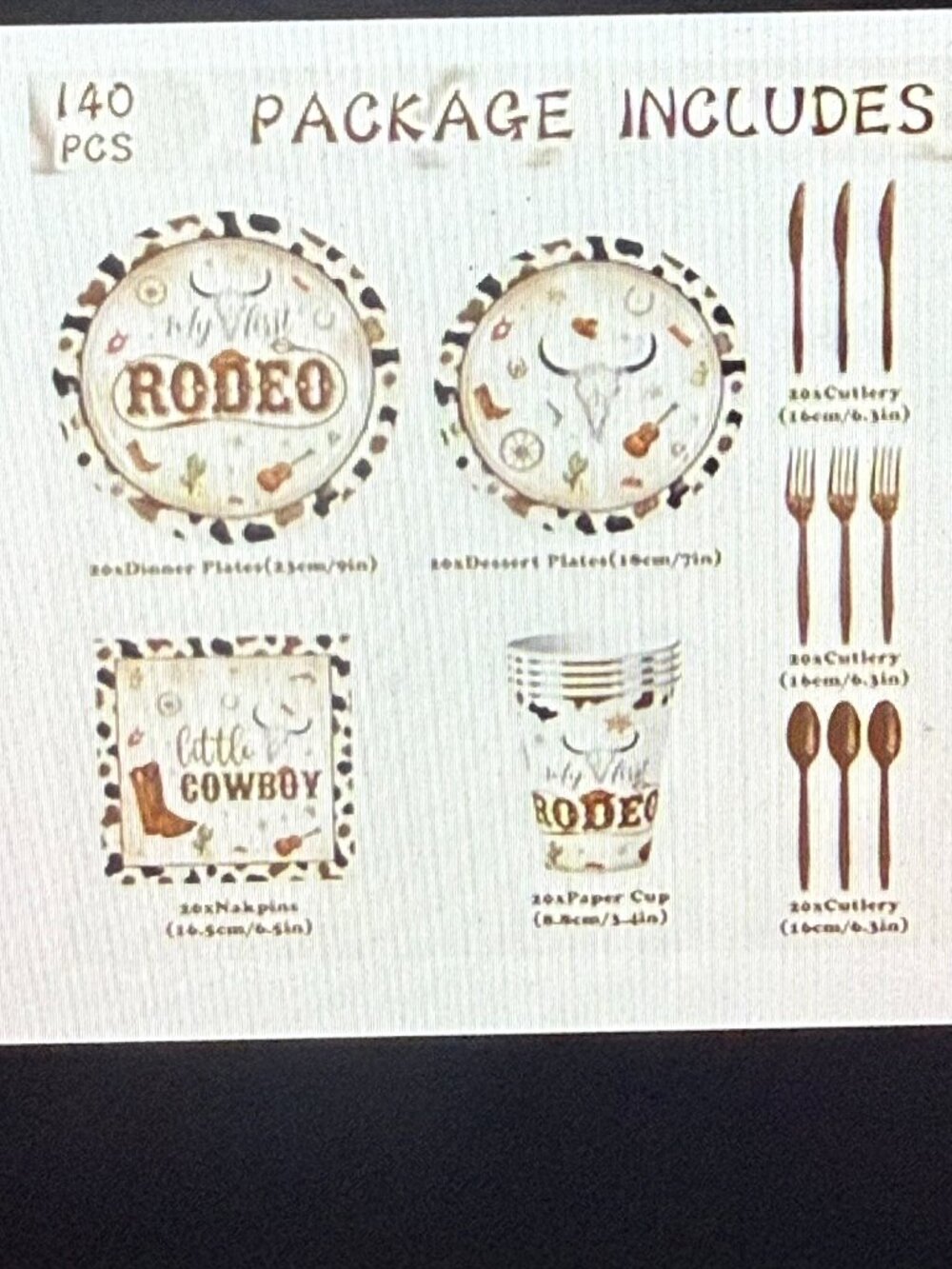 140PCS My First Rodeo Party Supplies Wild West Dinnerware Party Decorations